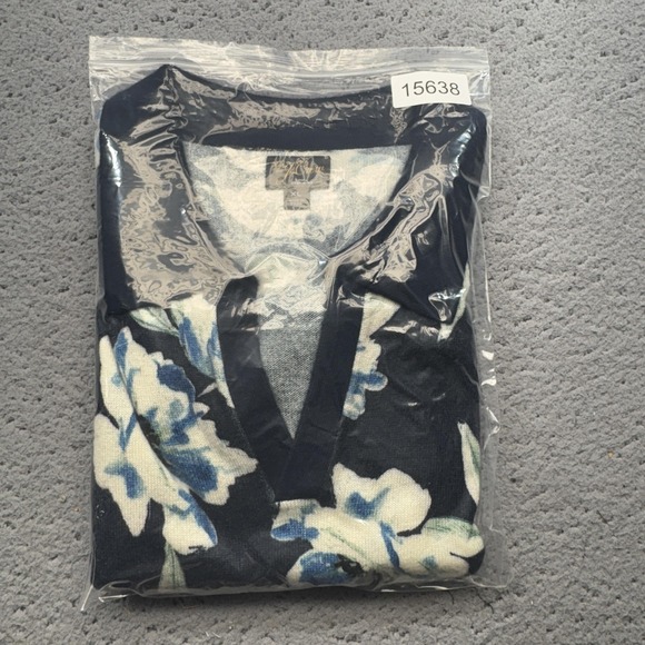 J Crew Sweater Mens Extra Large Cashmere Floral Johnny Collar Short Sleeve - Picture 10 of 10